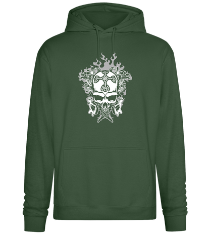 Skull With Flames Design - Premium Essential Unisex Hoodie_GREEN BOTTLE_front