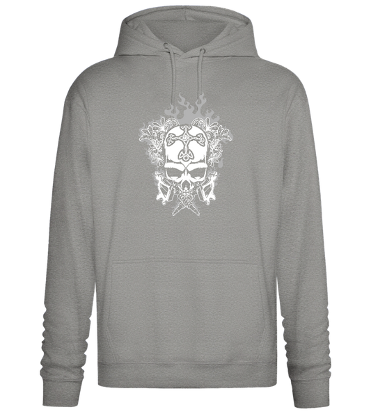 Skull With Flames Design - Premium Essential Unisex Hoodie_ORION GREY II_front