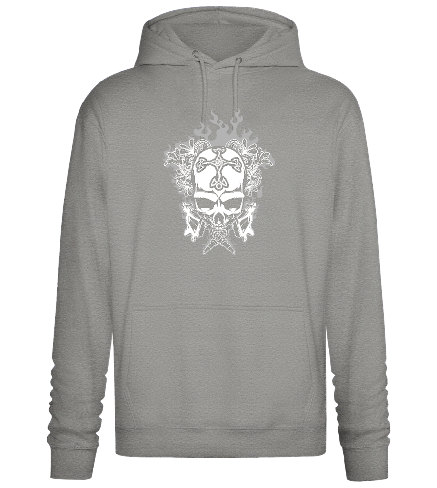 Skull With Flames Design - Premium Essential Unisex Hoodie_ORION GREY II_front