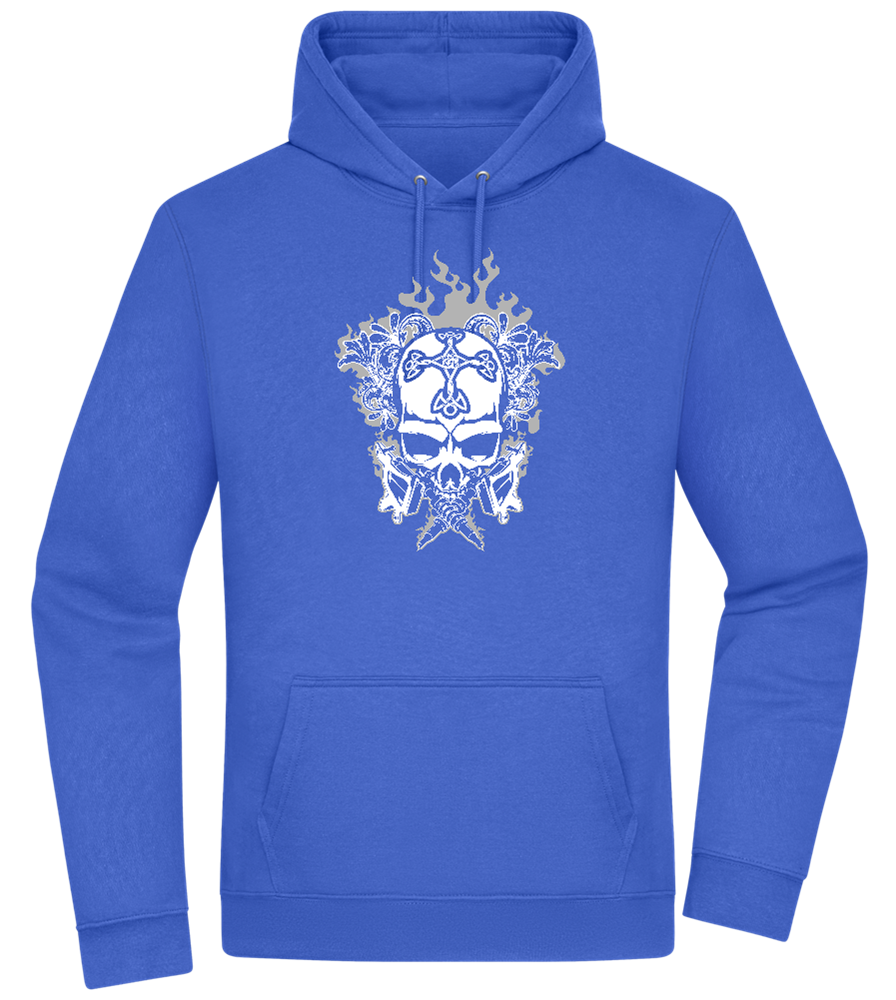 Skull With Flames Design - Premium Essential Unisex Hoodie_ROYAL_front