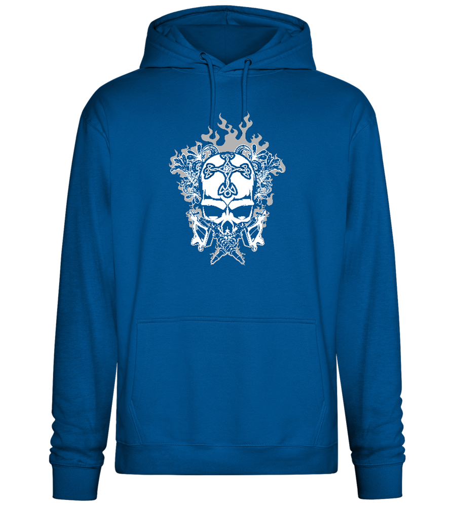 Skull With Flames Design - Premium Essential Unisex Hoodie_ROYAL_front