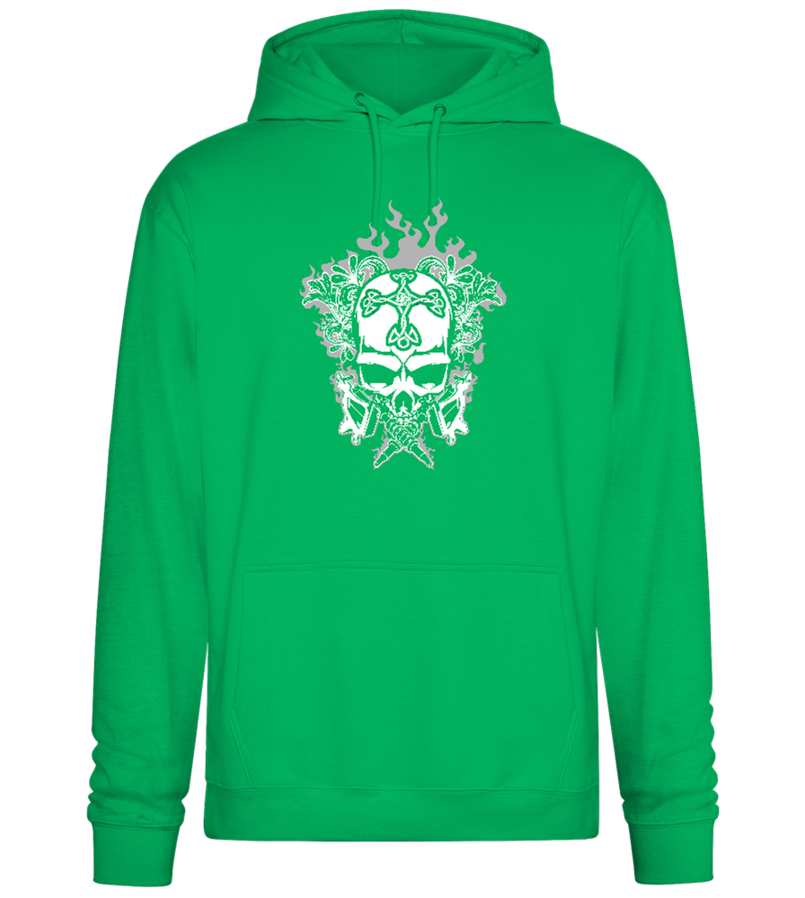 Skull With Flames Design - Premium Essential Unisex Hoodie_SPRING GREEN_front