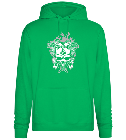 Skull With Flames Design - Premium Essential Unisex Hoodie_SPRING GREEN_front