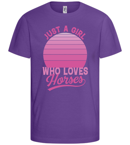 Girl Who Loves Horses Design - Basic kids t-shirt_DARK PURPLE_front