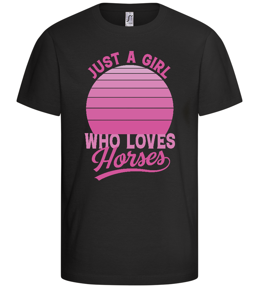 Girl Who Loves Horses Design - Basic kids t-shirt_DEEP BLACK_front