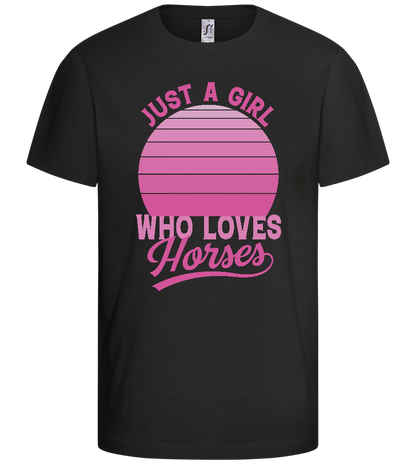 Girl Who Loves Horses Design - Basic kids t-shirt_DEEP BLACK_front