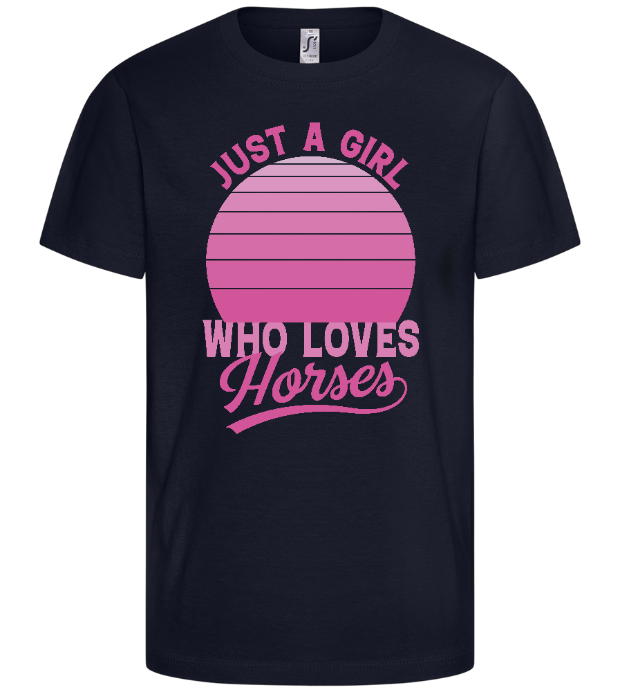 Girl Who Loves Horses Design - Basic kids t-shirt_FRENCH NAVY_front