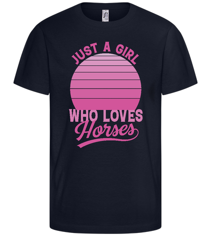 Girl Who Loves Horses Design - Basic kids t-shirt_FRENCH NAVY_front