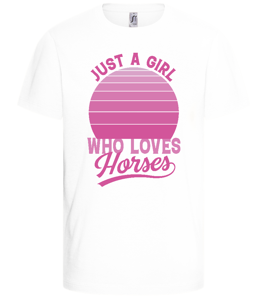 Girl Who Loves Horses Design - Basic kids t-shirt_WHITE_front