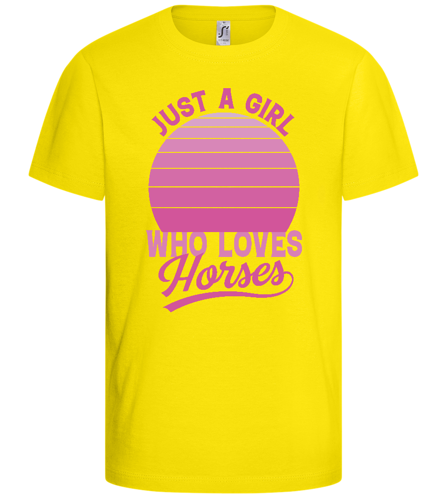 Girl Who Loves Horses Design - Basic kids t-shirt_YELLOW_front