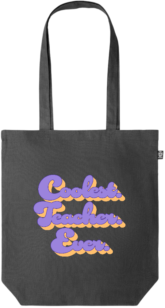 Coolest Teacher Ever Design - Premium colored organic hemp tote bag_BLACK_front