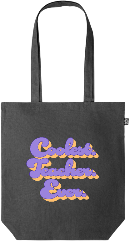 Coolest Teacher Ever Design - Premium colored organic hemp tote bag_BLACK_front