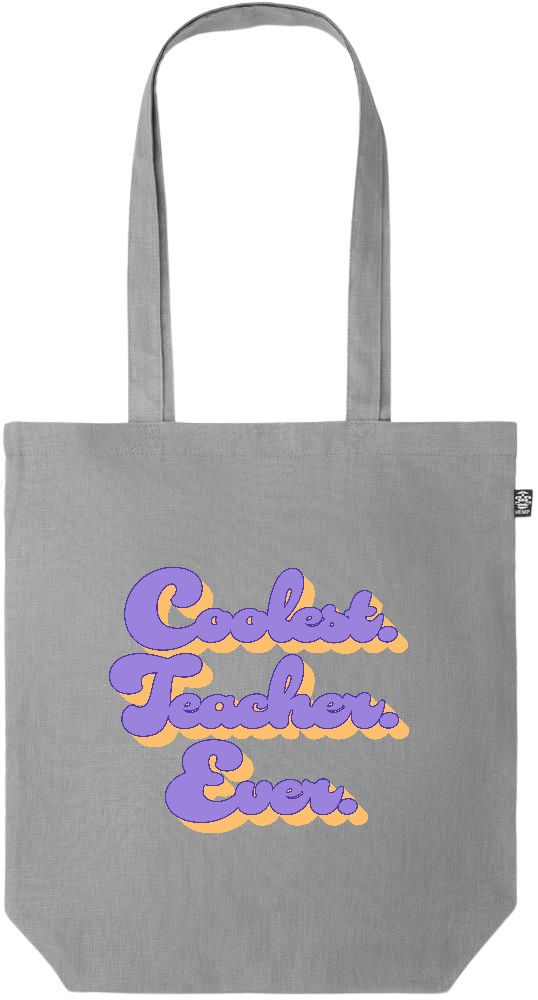 Coolest Teacher Ever Design - Premium colored organic hemp tote bag_GREY_front