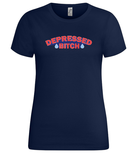 Depressed B Design - Premium women's t-shirt_MARINE_front