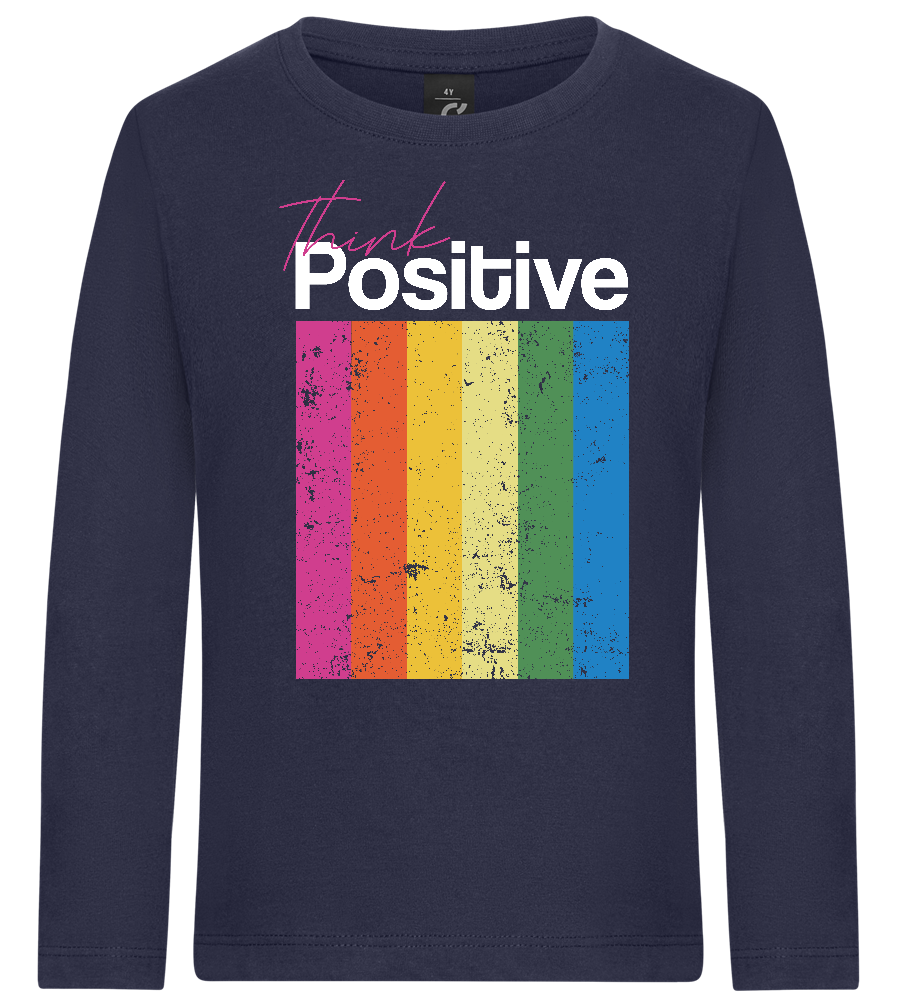 Think Positive Rainbow Design - Premium kids long sleeve t-shirt_FRENCH NAVY_front