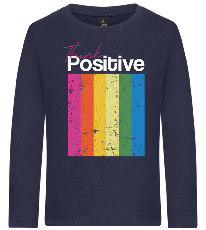 Think Positive Rainbow Design - Premium kids long sleeve t-shirt_FRENCH NAVY_front