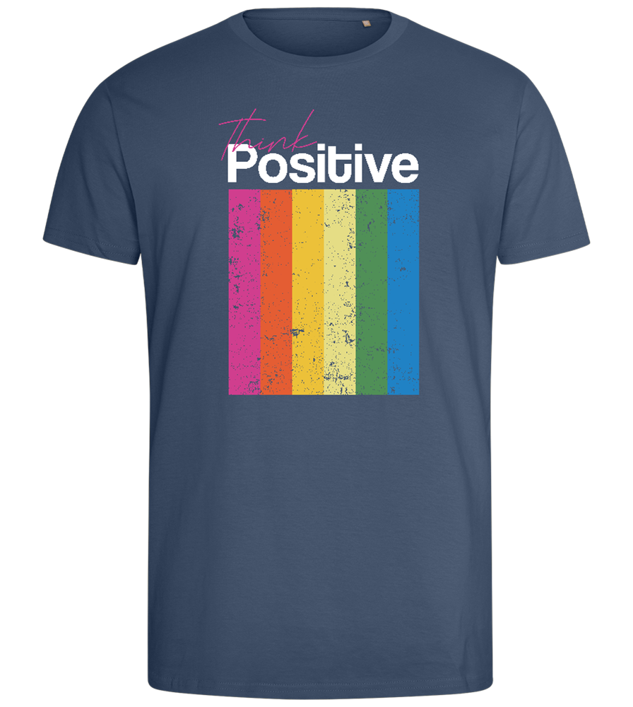 Think Positive Rainbow Design - Comfort men's fitted t-shirt_DENIM_front