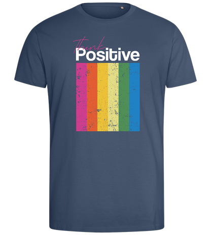 Think Positive Rainbow Design - Comfort men's fitted t-shirt_DENIM_front