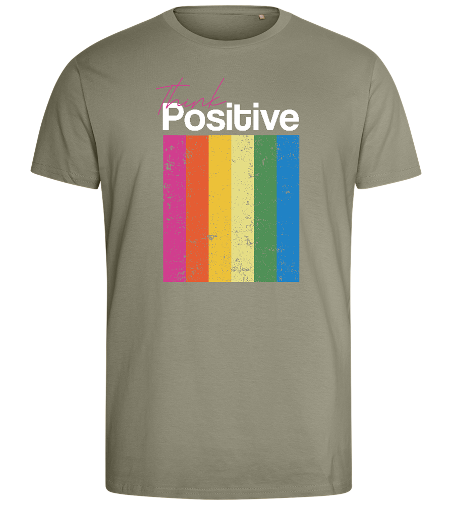 Think Positive Rainbow Design - Comfort men's fitted t-shirt_KHAKI_front