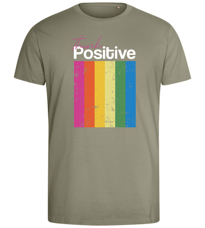 Think Positive Rainbow Design - Comfort men's fitted t-shirt_KHAKI_front