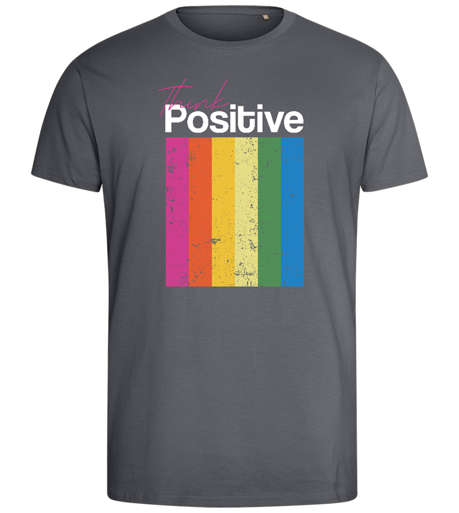 Think Positive Rainbow Design - Comfort men's fitted t-shirt_MOUSE GREY_front