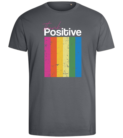 Think Positive Rainbow Design - Comfort men's fitted t-shirt_MOUSE GREY_front