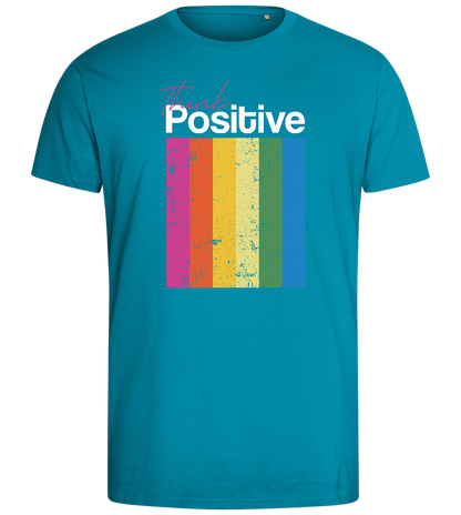 Think Positive Rainbow Design - Comfort men's fitted t-shirt_TURQUOISE_front