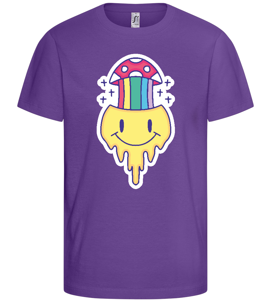 Smiley Mushroom Head Design - Basic kids t-shirt_DARK PURPLE_front