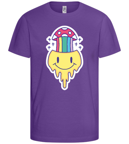 Smiley Mushroom Head Design - Basic kids t-shirt_DARK PURPLE_front