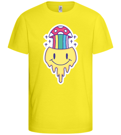 Smiley Mushroom Head Design - Basic kids t-shirt_LEMON_front