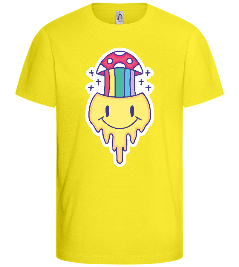 Smiley Mushroom Head Design - Basic kids t-shirt_LEMON_front