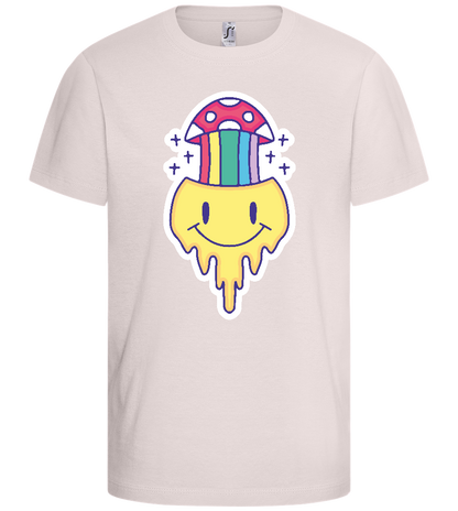 Smiley Mushroom Head Design - Basic kids t-shirt_LIGHT PINK_front