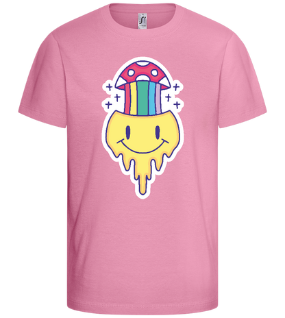 Smiley Mushroom Head Design - Basic kids t-shirt_PINK ORCHID_front