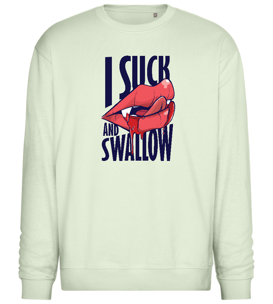 I Suck and Swallow Design - Comfort Essential Unisex Sweater_CREAMY GREEN_front