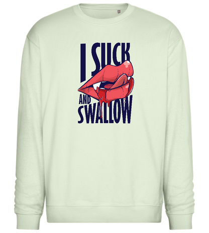 I Suck and Swallow Design - Comfort Essential Unisex Sweater_CREAMY GREEN_front