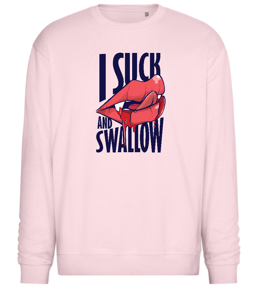 I Suck and Swallow Design - Comfort Essential Unisex Sweater_LIGHT PEACH ROSE_front