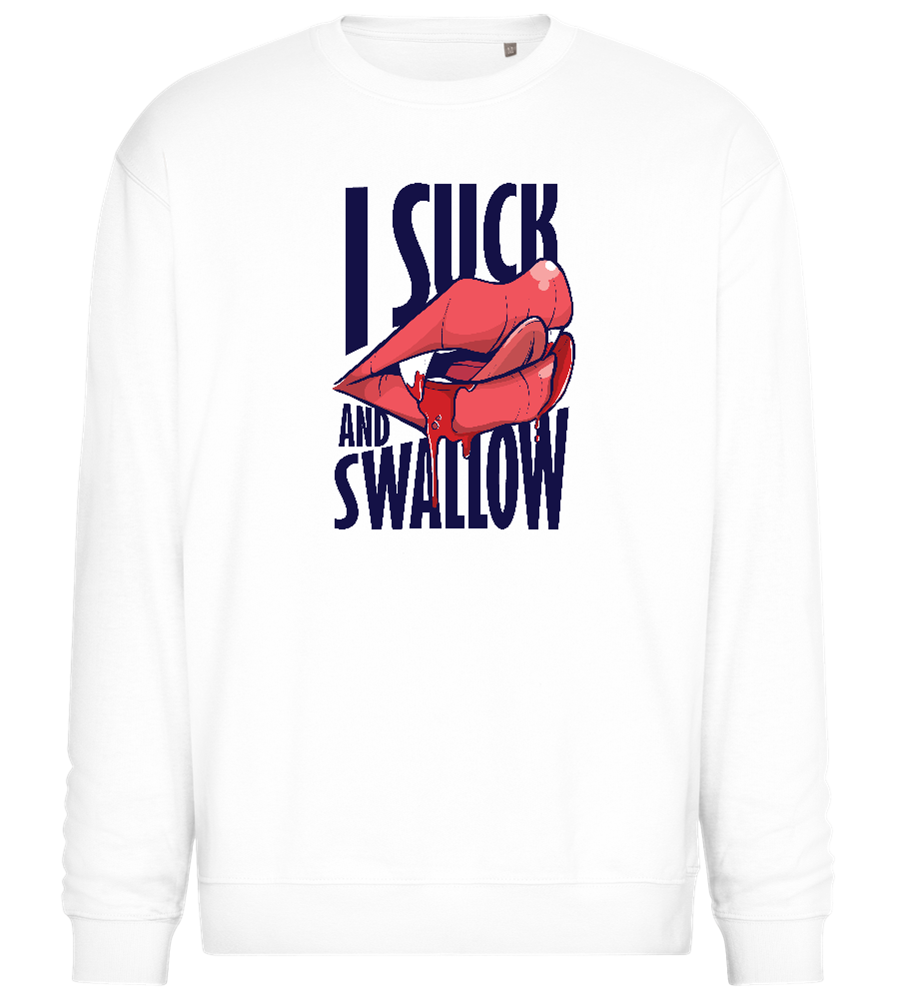 I Suck and Swallow Design - Comfort Essential Unisex Sweater_WHITE_front