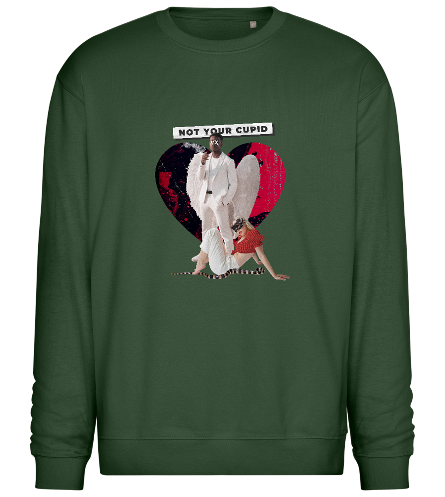 Not Your Cupid Design - Comfort Essential Unisex Sweater_GREEN BOTTLE_front