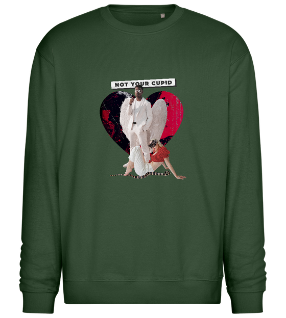 Not Your Cupid Design - Comfort Essential Unisex Sweater_GREEN BOTTLE_front