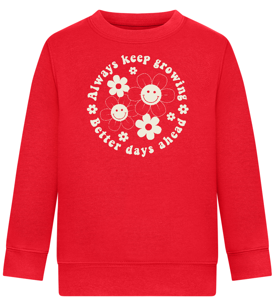 Keep Growing Design - Comfort Kids Sweater_BRIGHT RED_front