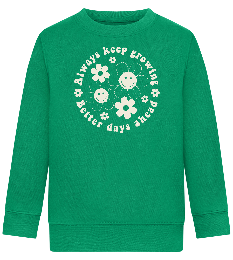 Keep Growing Design - Comfort Kids Sweater_MEADOW GREEN_front