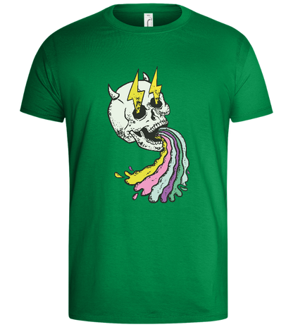 Rainbow Skull Thunders Design - Basic men's t-shirt_MEADOW GREEN_front