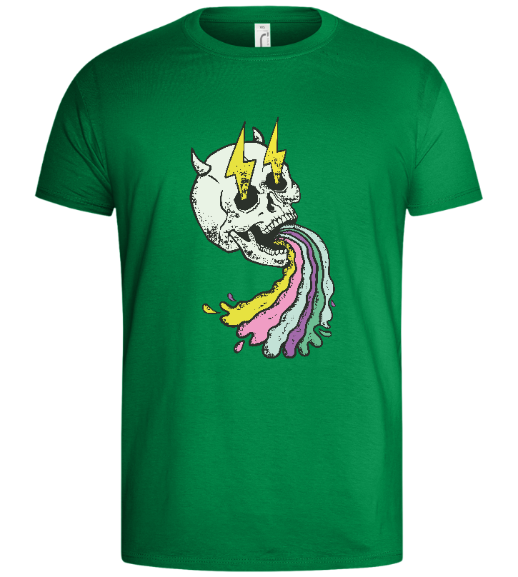 Rainbow Skull Thunders Design - Basic men's t-shirt_MEADOW GREEN_front