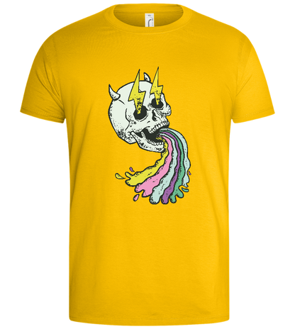 Rainbow Skull Thunders Design - Basic men's t-shirt_YELLOW_front