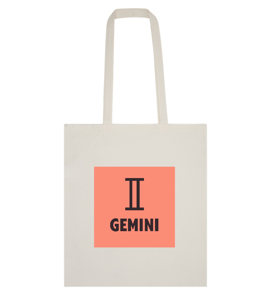 Gemini Zodiac Sign Design - Basic bamboo shopping bag_BEIGE_front