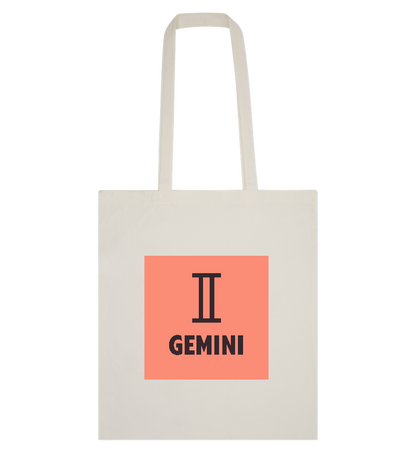 Gemini Zodiac Sign Design - Basic bamboo shopping bag_BEIGE_front