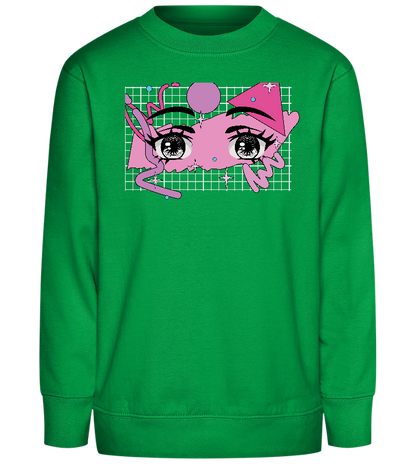 Fancy Eyes Design - Comfort Kids Sweater_MEADOW GREEN_front