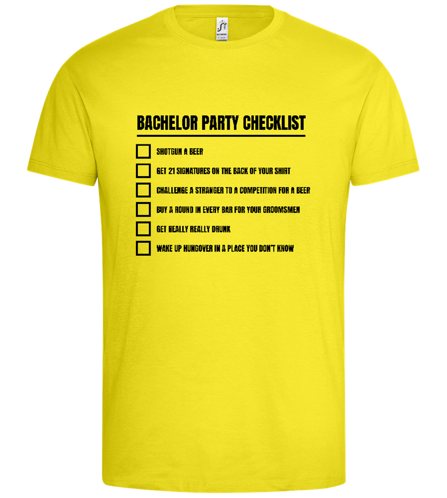 The Bachelor Party Checklist Design - Premium men's t-shirt_LEMON_front