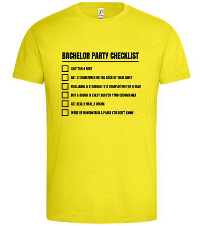 The Bachelor Party Checklist Design - Premium men's t-shirt_LEMON_front