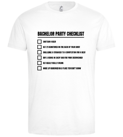 The Bachelor Party Checklist Design - Premium men's t-shirt_WHITE_front